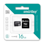 Карта памяти microSDHC 16Gb Class 4 SmartBuy c адаптером SD