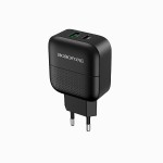 Сетевая зарядка Type-C/USB Borofone BA46A Premium (QC3.0/PD 18W + Lightning) Черна