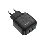 Сетевая зарядка Type-C/USB Borofone BA46A Premium (QC3.0/PD 18W) Черная