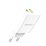 Сетевая зарядка Type-C/USB Borofone BA55A Crown (QC3.0/PD3.0) Белая