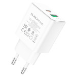 Сетевая зарядка Type-C/USB Borofone BA67A (QC3.0/PD 20W) Белая