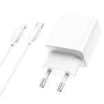 Сетевая зарядка Type-C/USB Borofone BA67A (QC3.0/PD 20W + Lightning) Белая