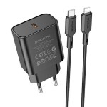 Сетевая зарядка Type-C Borofone BA71A Power (PD 20W+ Lightning) Черная