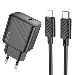 Сетевая зарядка Type-C Hoco CS22A Value (PD 30W + Lightning) Черная