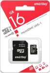 Карта памяти microSDHC 16Gb Class 10 UHS-I SmartBuy c адаптером SD
