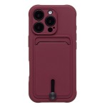 Чехол для iPhone 16 Pro SC304 с картхолдером силикон Бордовый